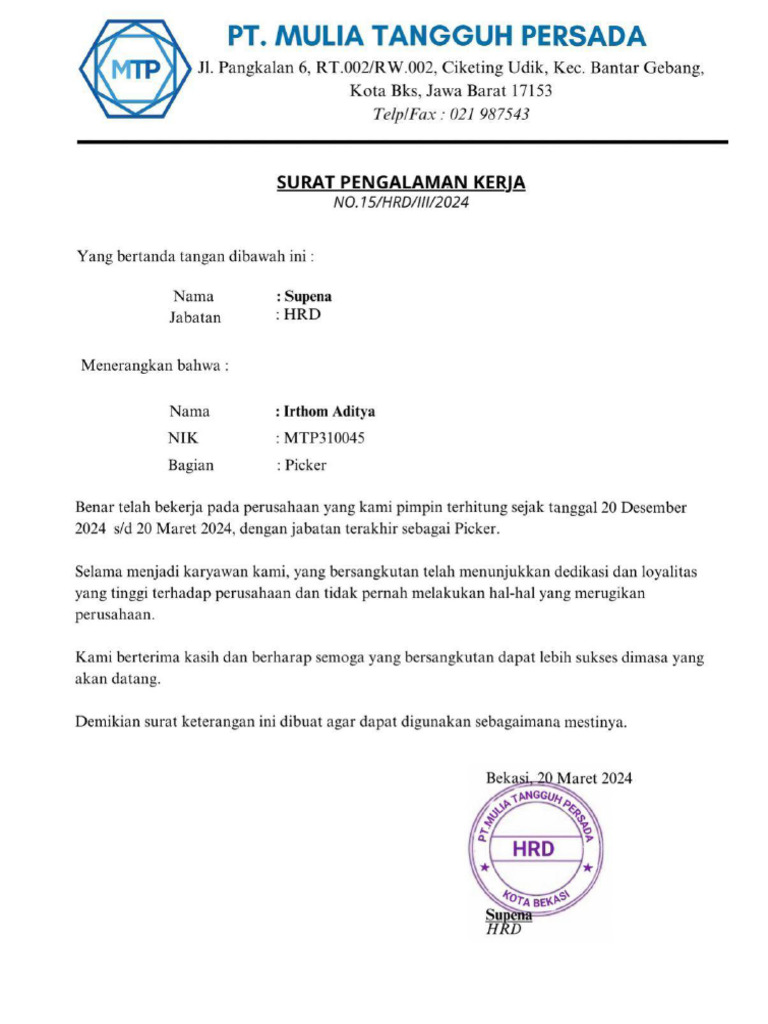 Surat Paklaring 2 | PDF