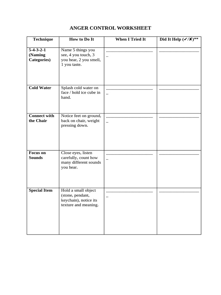 Anger Control & Activity Scheduling | PDF