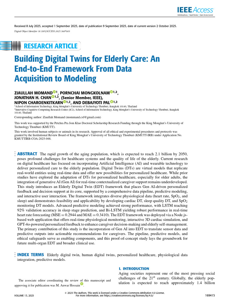 Building Digital Twins for Elderly Care an End to End Framework From ...