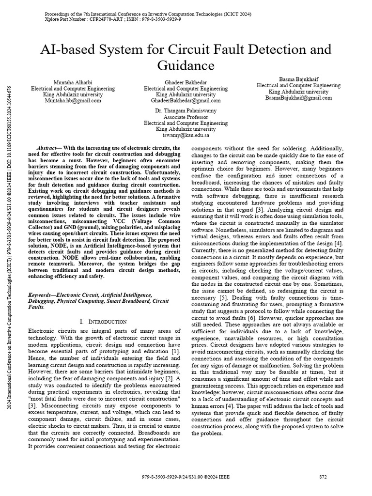 AI-based System for Circuit Fault Detection and Guidance | PDF ...