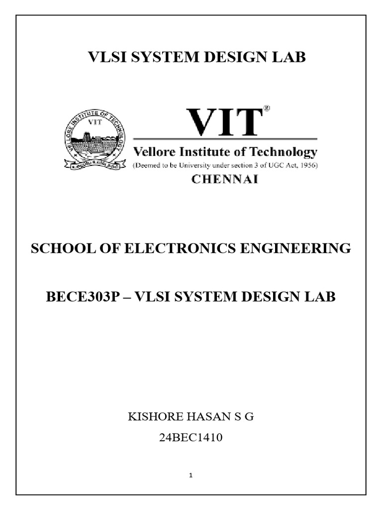 Vlsi System Design Lab Full Exp 24bec1410 | PDF | Mosfet | Field Effect ...
