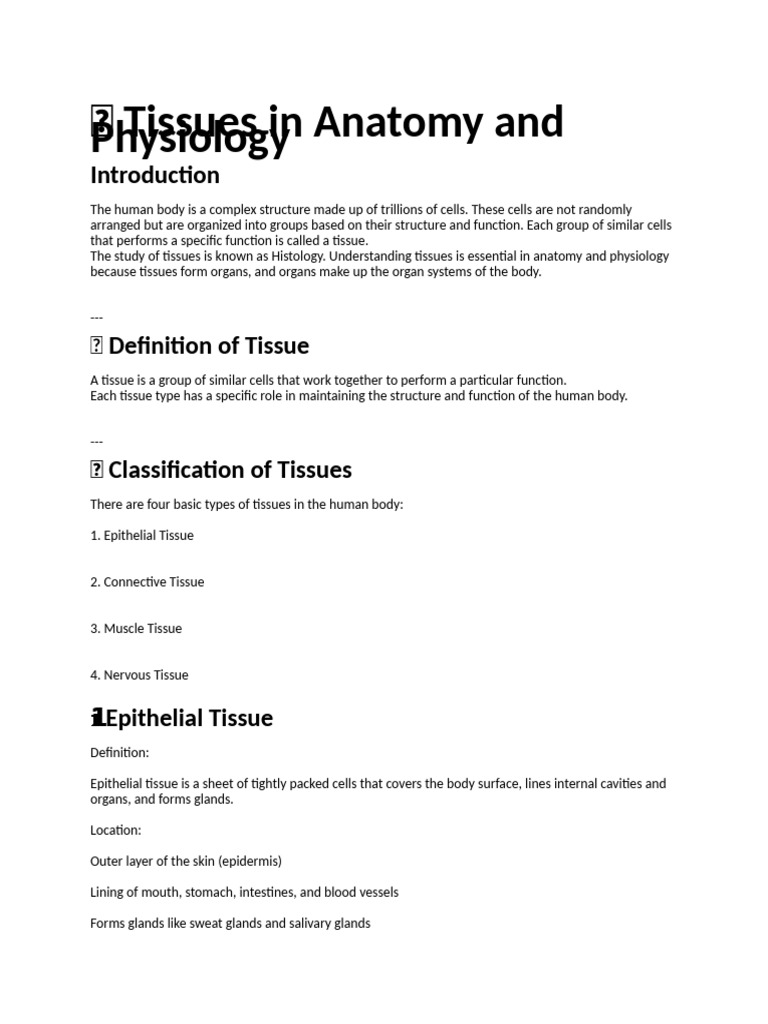 ? Tissues in Anatomy and Physiology | PDF | Tissue (Biology) | Epithelium