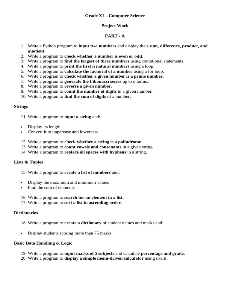 Grade XI CS Project Questions | PDF | Numbers | String (Computer Science)