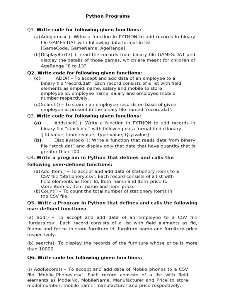 Practical Questions List 12 | PDF | Data Management | Computer Data