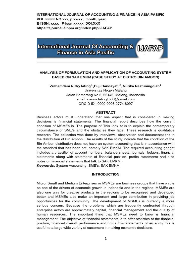 Analysis of Formulation and Application of Accounting System Based on ...