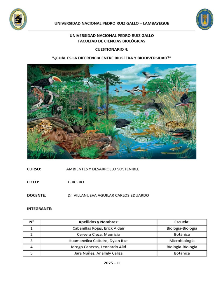 Cuestionario 4 | PDF | Biodiversidad | Entorno natural