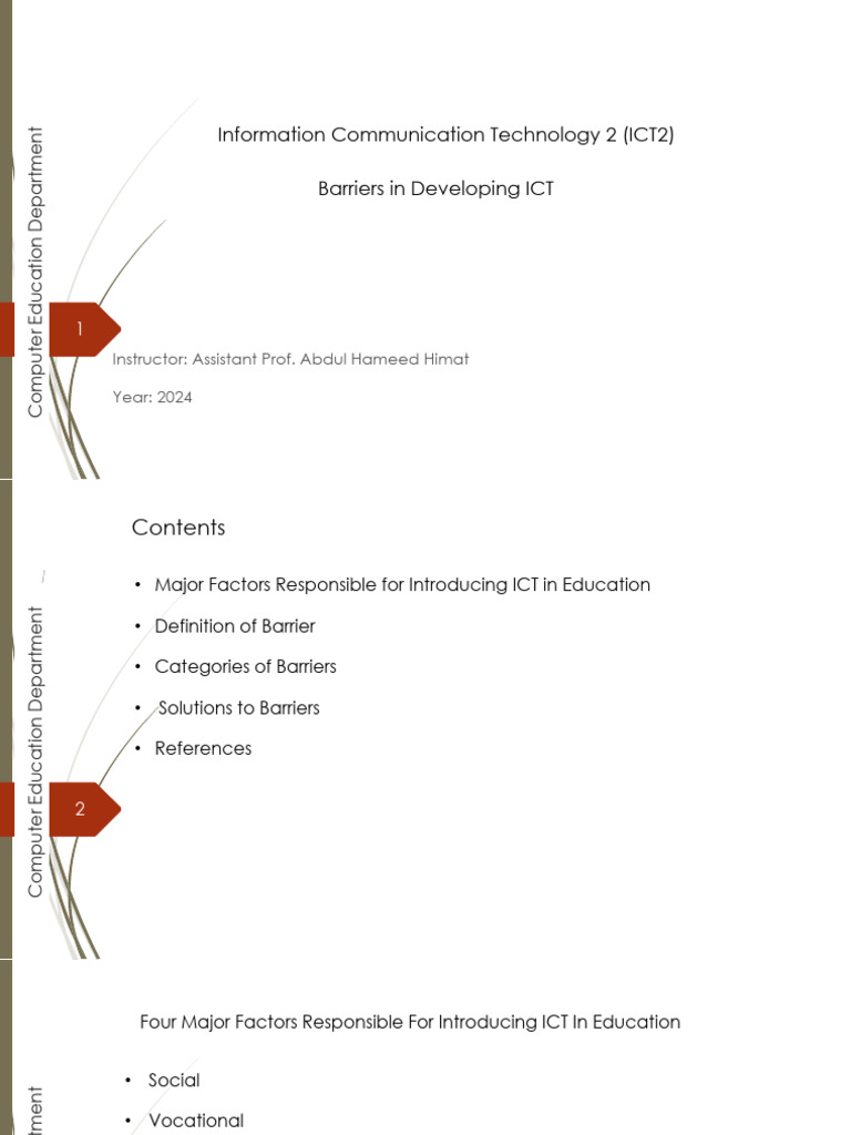 Barriers in Developing ICT | PDF | Educational Technology | Information ...