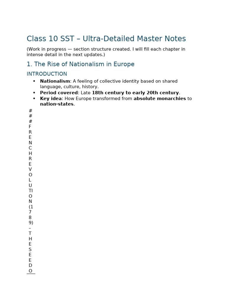Class10 SST Master Notes | PDF
