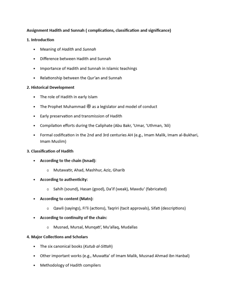 Assignment Hadith and Sunnah Assignment | PDF | Hadith | Sharia