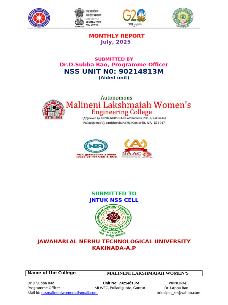 NSS Report, July 2025 | PDF