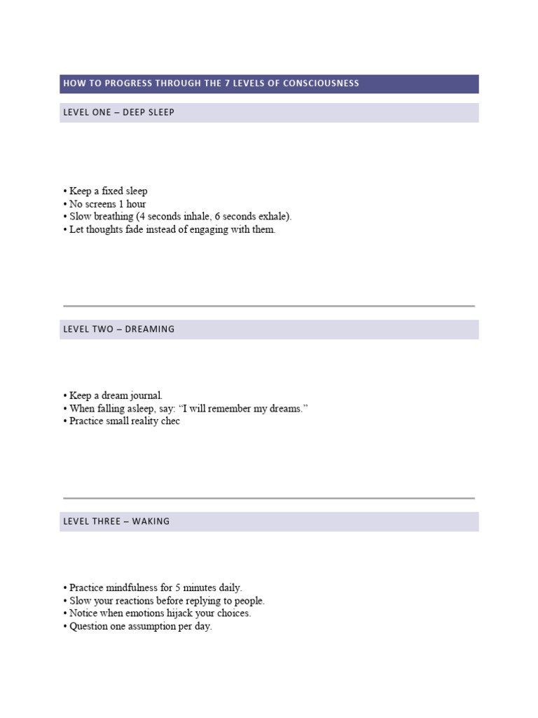 How To Progress Through The 7 Levels of Consciousness | PDF | Sleep ...