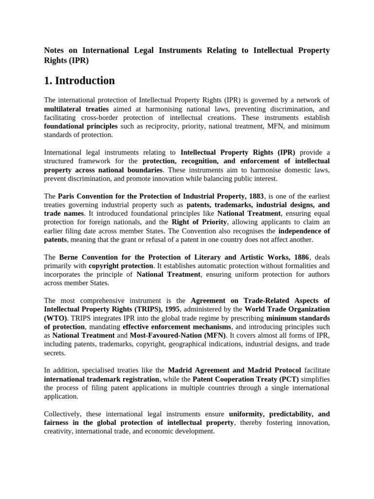 Notes on International Legal Instruments Relating to Intellectual ...