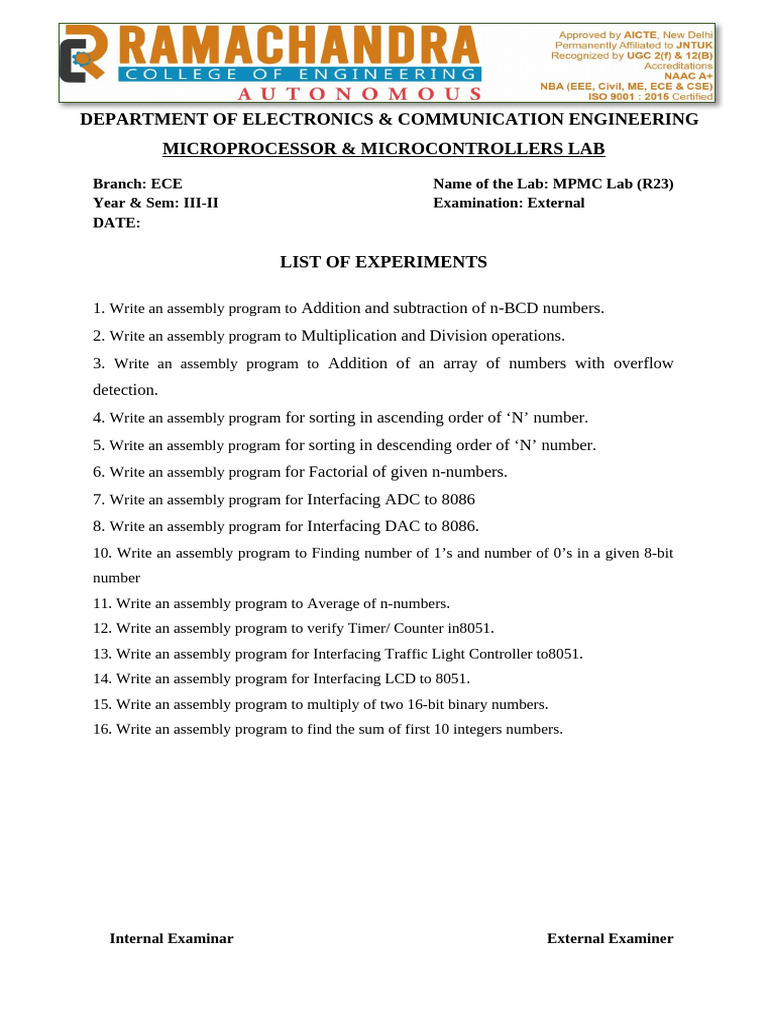 MPMC Lab External Qs | PDF