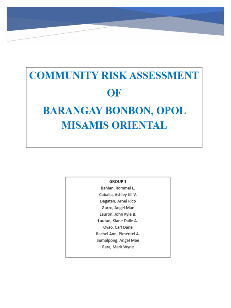 Community Risk Assessment Final | PDF | Hazards | Risk Assessment