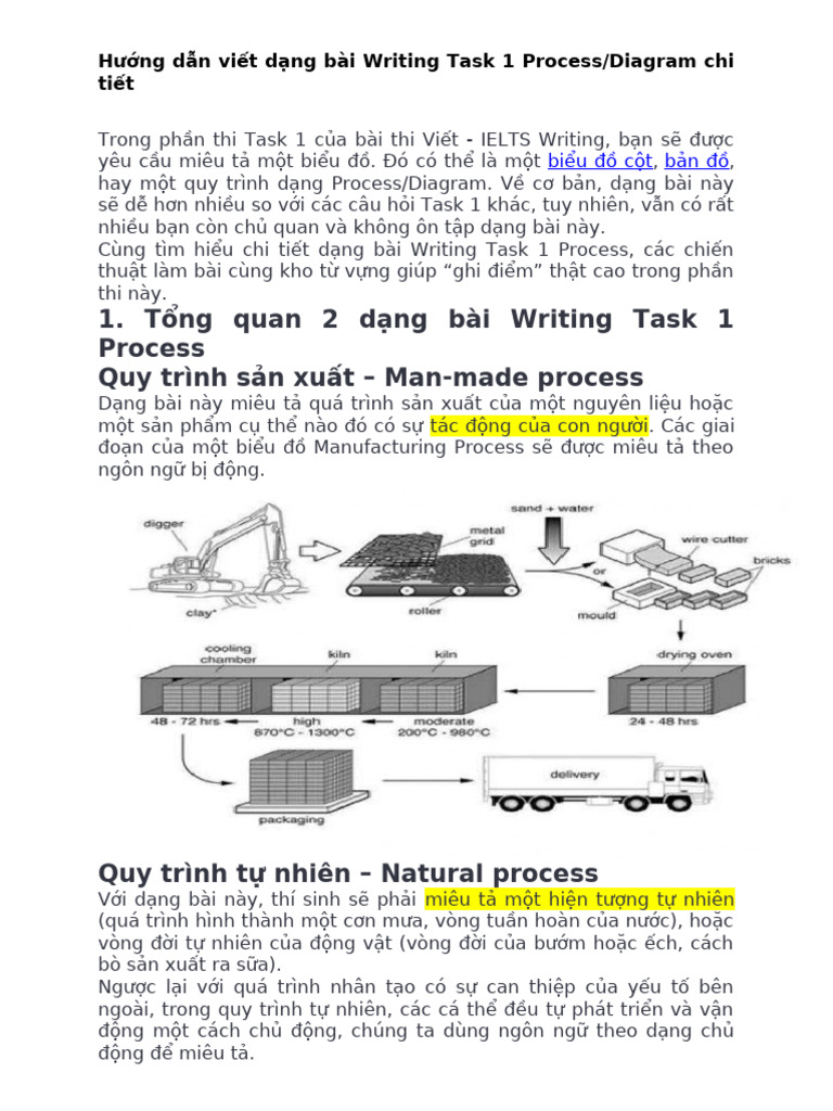 Hướng dẫn viết dạng bài Writing Task 1 Process | PDF