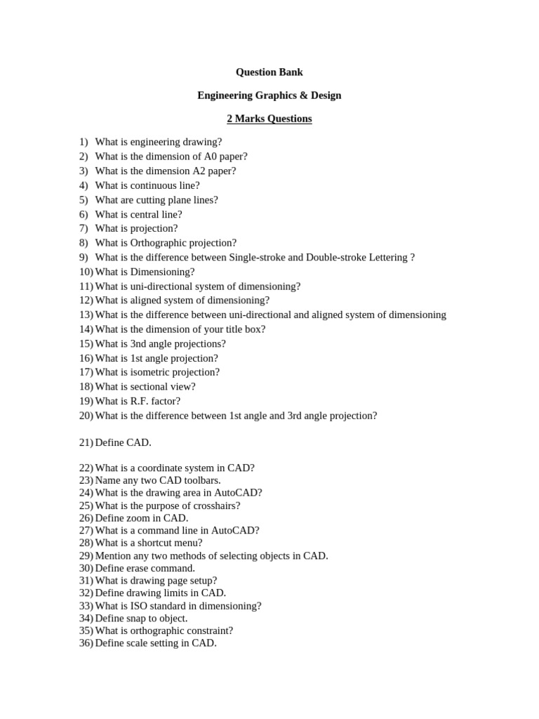 Engg Graphics Questions Bank | PDF | Computer Aided Design | Euclidean ...