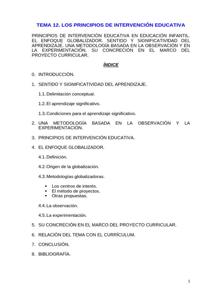 Principios de Intervención Educativa | PDF | Plan de estudios | Aprendizaje