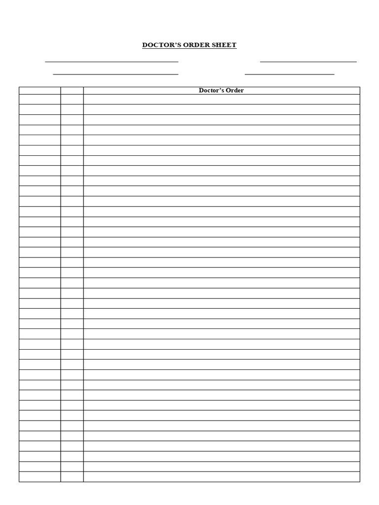 Doctor S Order Sheet | PDF