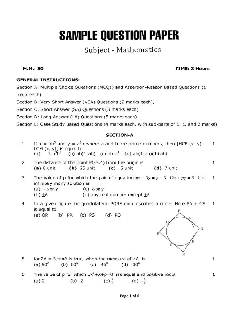 Sample Paper 1 | PDF