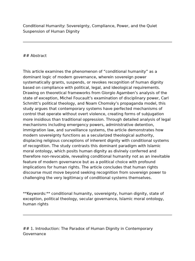 Conditional Humanity UIN | PDF | Sovereignty | Dignity