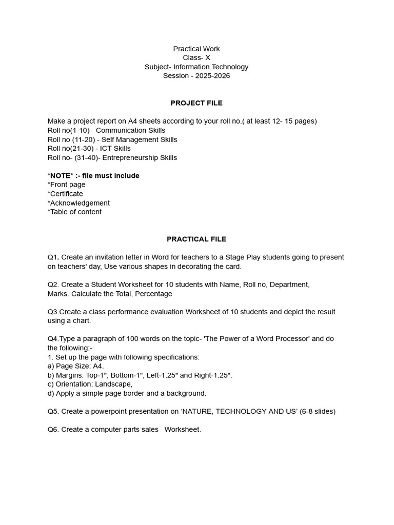 Class 10 Practical File | PDF