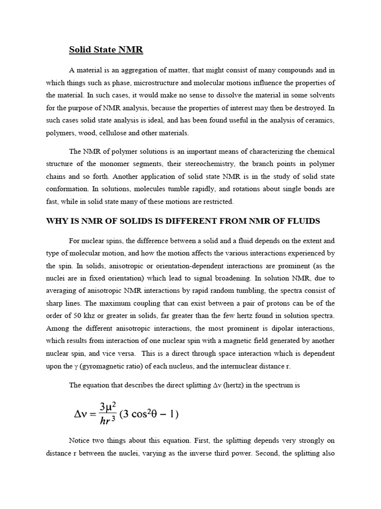Solid State NMR-2 | PDF | Nuclear Magnetic Resonance | Materials Science
