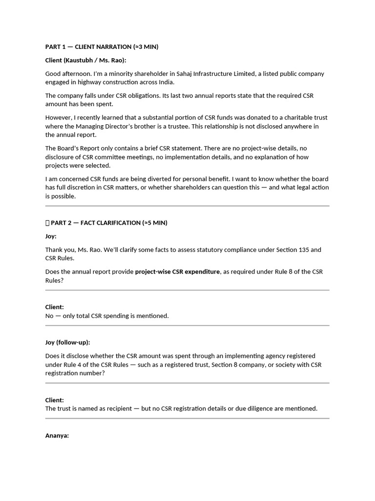 Script Draft 1, Client Counselling | PDF | Corporate Social ...