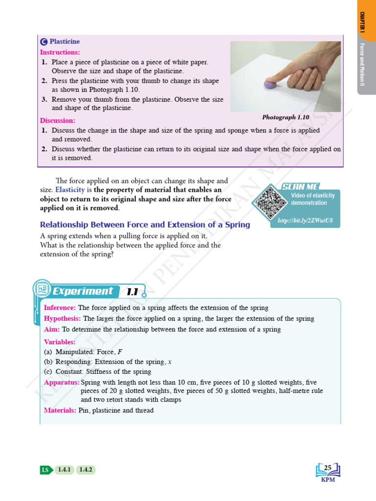 Form 5 - 1.4 Elasticity Experiment 1.1 Hooke's Law | PDF | Force ...