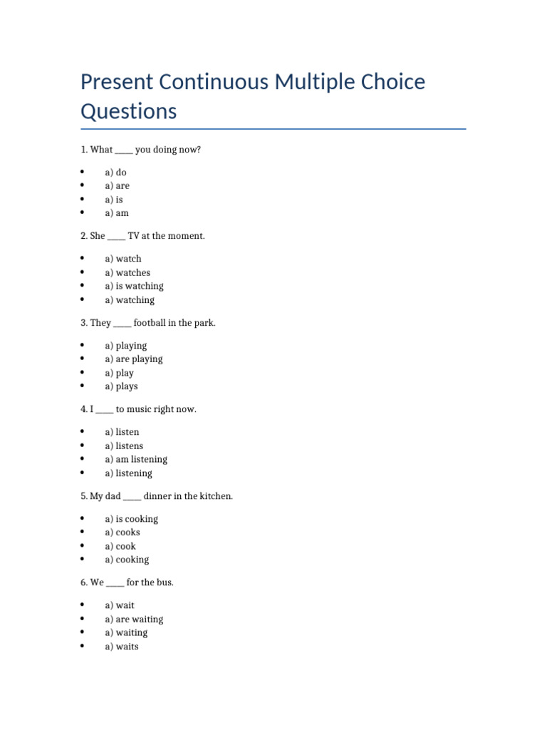 Present Continuous Questions | PDF | Chess Openings | Chess