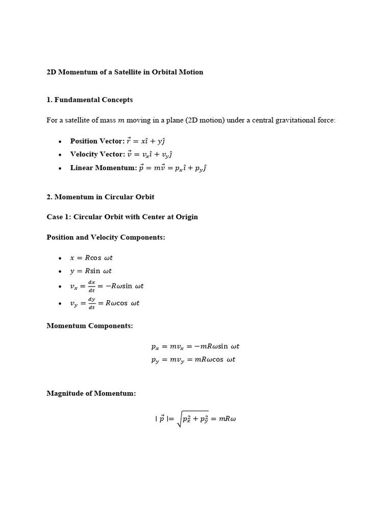 Momentum of A Satellite in Orbital Motion | PDF | Angular Momentum ...