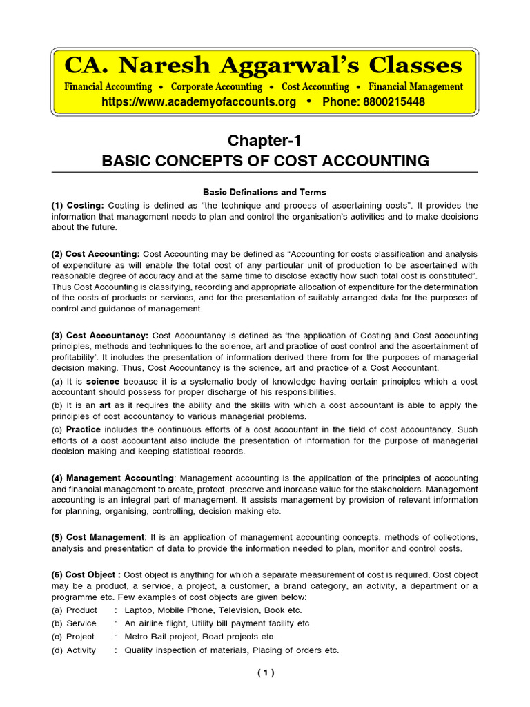 01 Basic Theory of Costing | PDF | Cost Accounting | Management Accounting