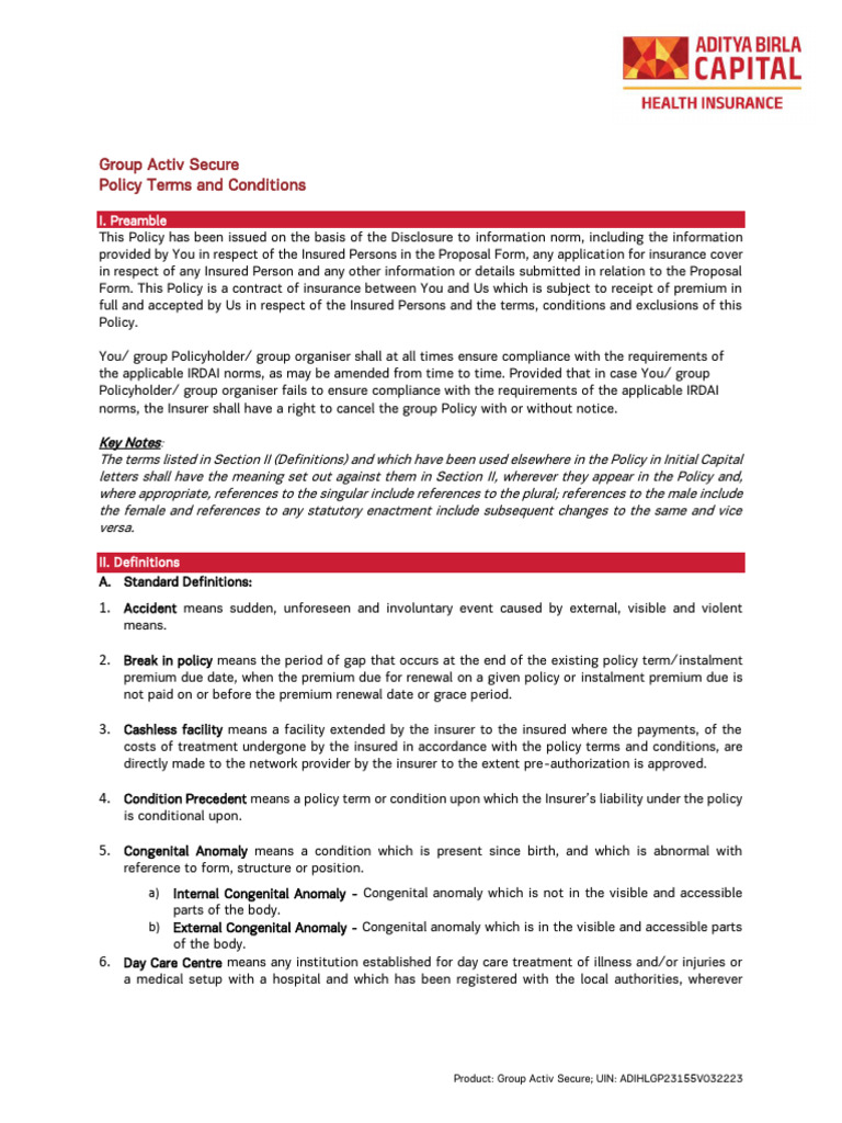 Group Activ Secure V3 | PDF | Insurance | Medicine