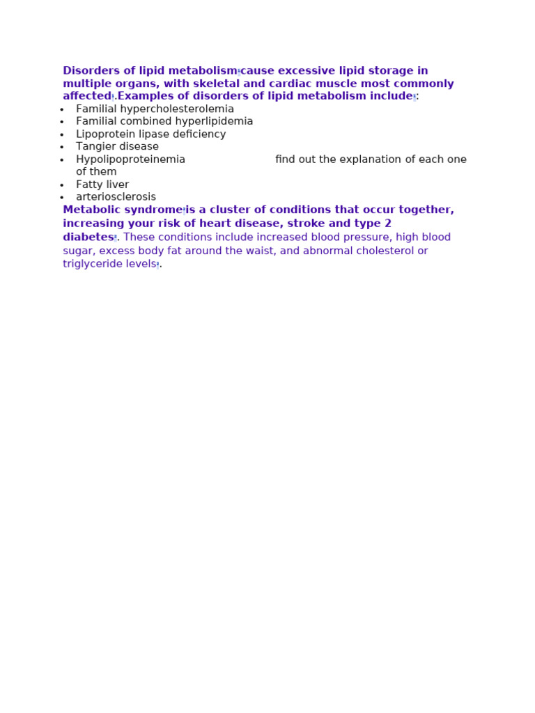 Disorders of Lipid Metabolism | PDF