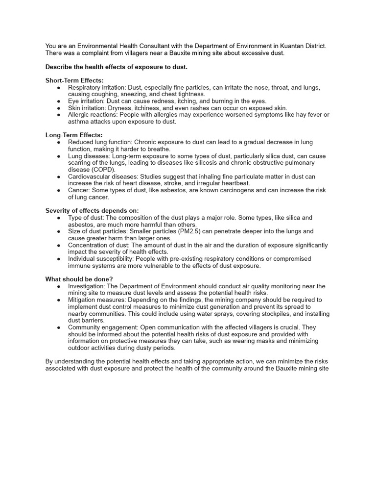 EHIA PAST YEAR.docx | PDF | Dust | Lung