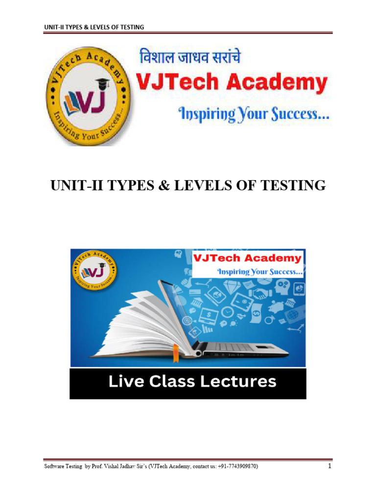 Unit 2 Types and Levels of Testing | PDF | Software Testing | Unit Testing