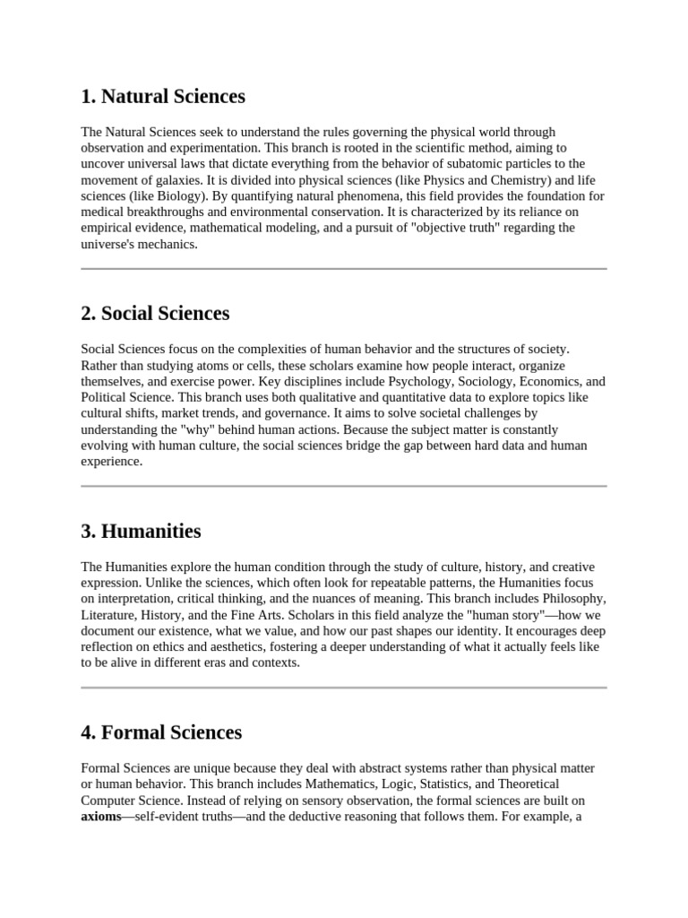 Branches of Science | PDF | Science | Social Sciences