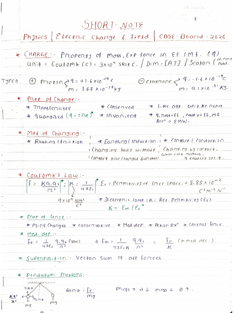 Phy CH 1 Short Note + Derivations | PDF
