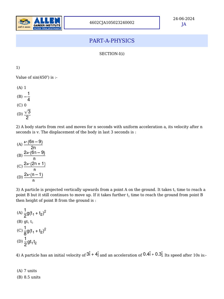 Solution | PDF | Atoms | Acceleration
