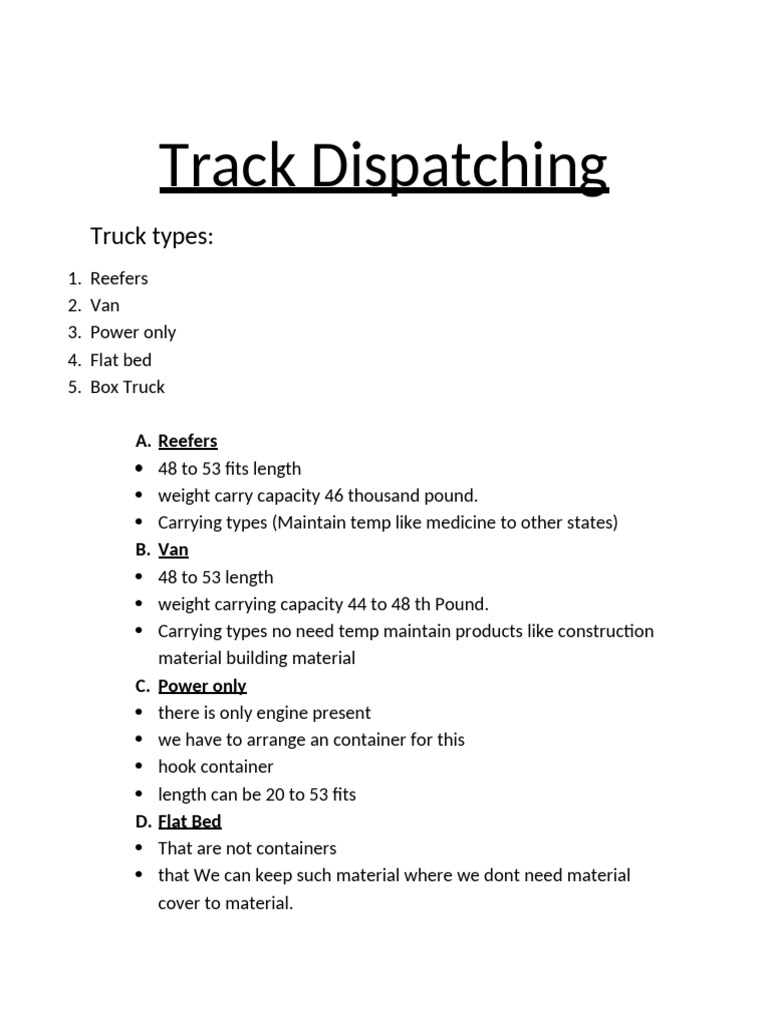 Track Dispatching-1 | PDF | Truck Driver | Transport