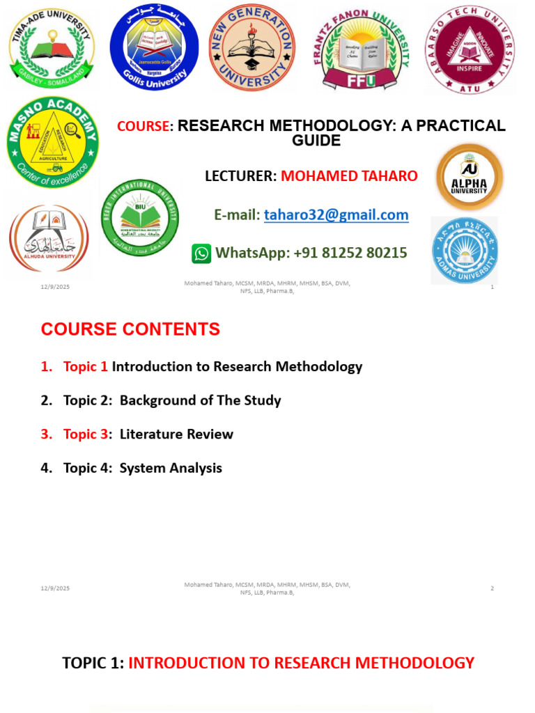 Topic 1 Introduction To Research Methodoloyg | PDF | Methodology ...