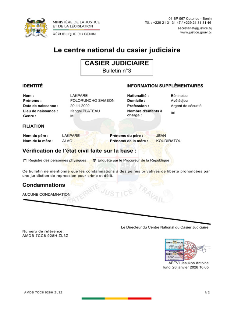 Casier Judiciaire | PDF | Justice | Crime et violence