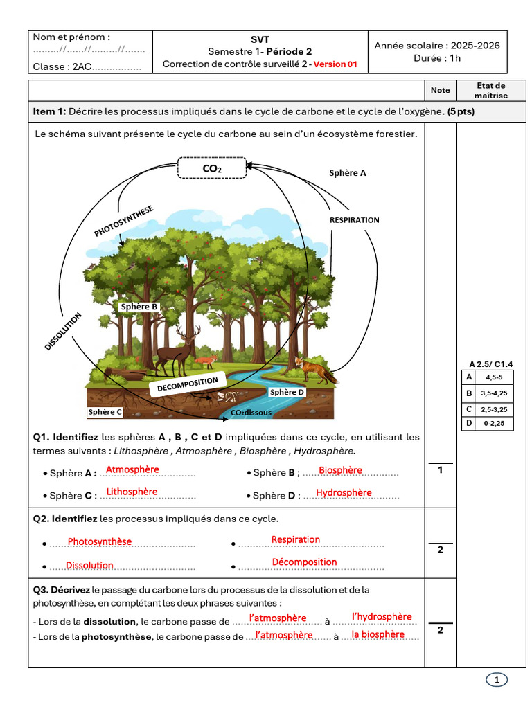 Correction SVT 2 AC 25 26 V Principale | PDF | Sciences de la terre ...