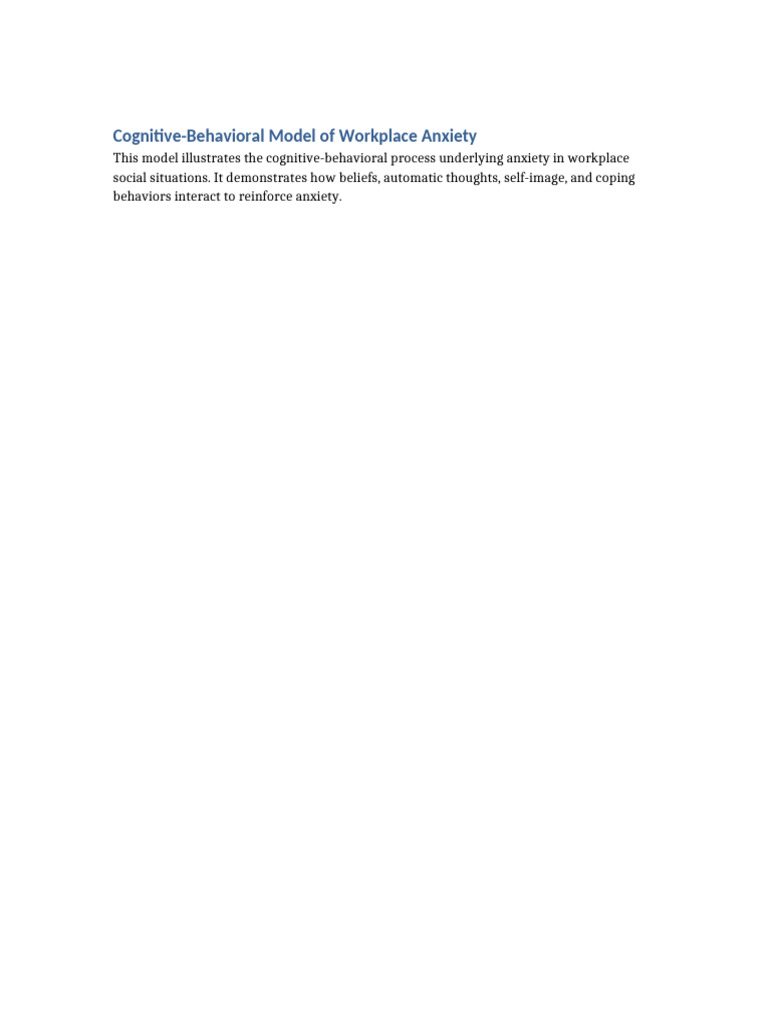 Cognitive Behavioral Model Workplace Anxiety | PDF