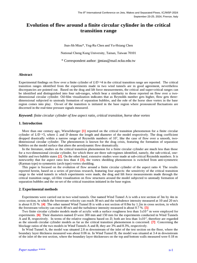 Evolution of Flow Around A Finite Circular Cylinder in The Critical ...