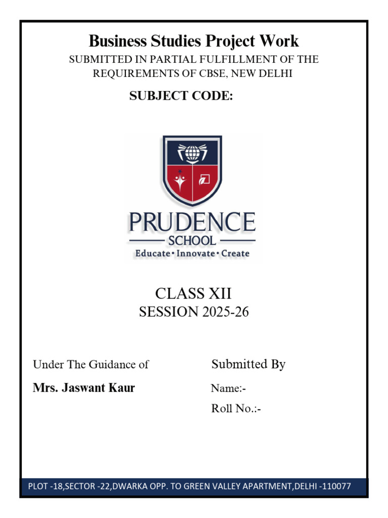 Business Studies Project Work | PDF