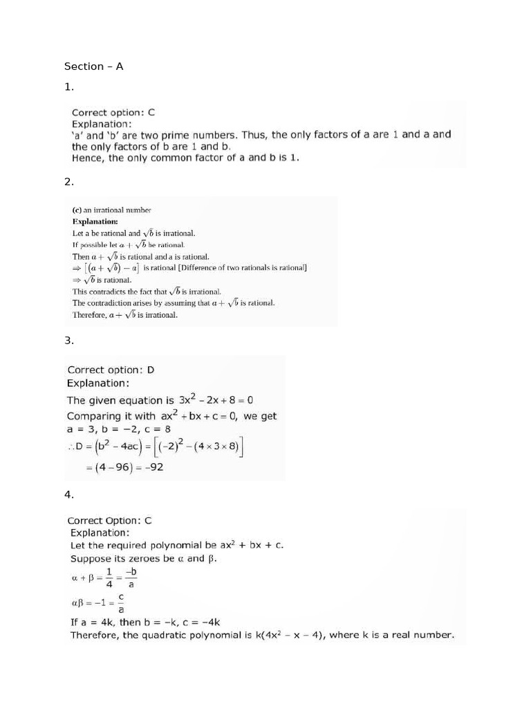 X - Maths Answerkey | PDF