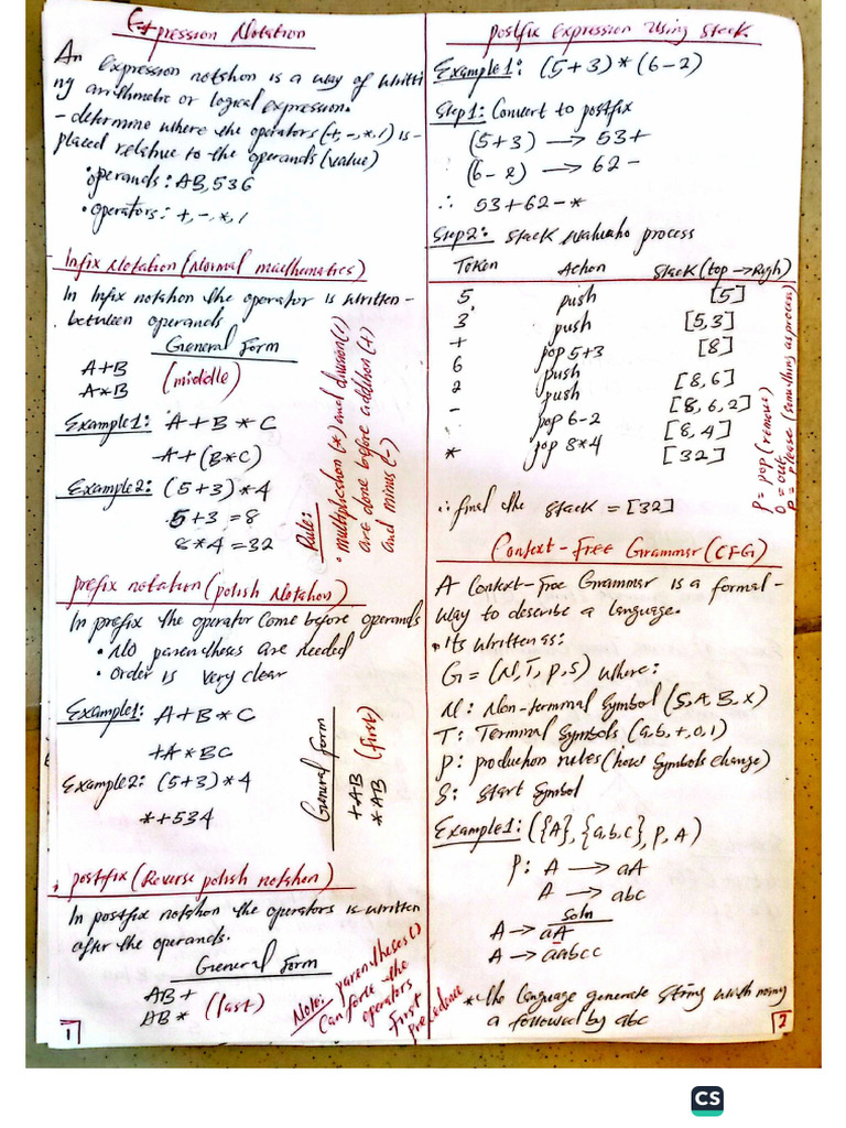 CSC 309 Expression Notation | PDF