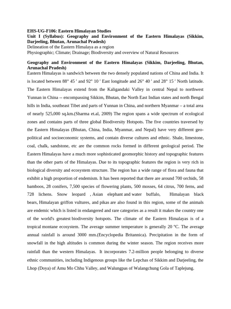 EHS First Unit Notes | PDF | Himalayas | Earth Sciences