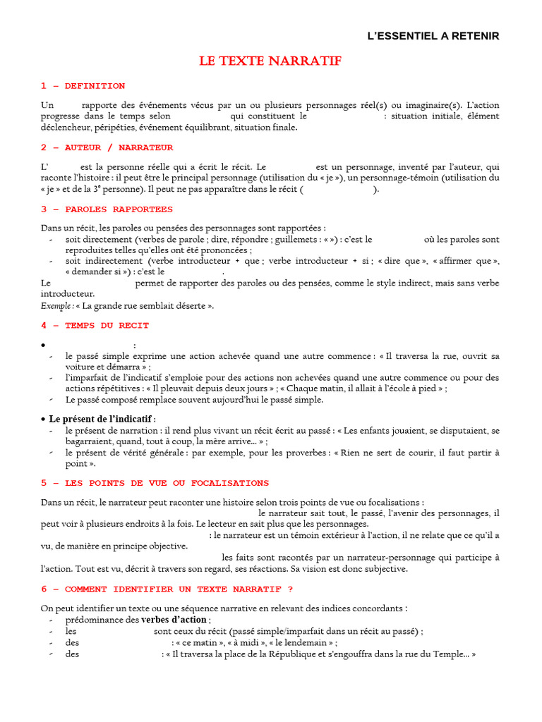 Texte Narratif | PDF