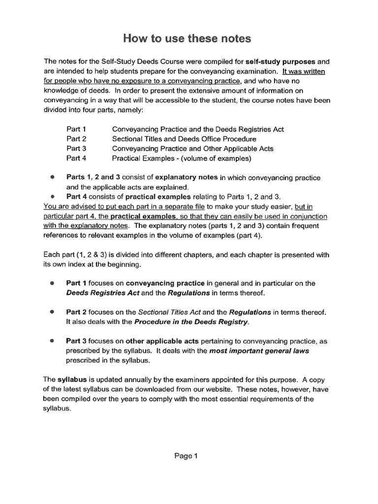 How To Use These Notes For Conveyancing | PDF